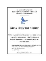 Nâng cao chất lượng cho vay tiêu dùng tại ngân hàng TMCP Việt Nam Thịnh Vượng (VPBank) - chi nhánh thành phố Hồ Chí Minh - phòng giao dịch Thủ Đức