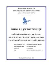 Phân tích công tác quản trị khách hàng của Vietnam Airlines tại văn phòng khu vực miền Trung