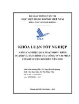 Nâng cao hiệu quả hoạt động kinh doanh và tài chính của công ty cổ phần cơ khí luyện kim đến năm 2020