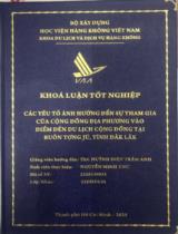 Các yếu tố ảnh hưởng đến sự tham gia của cộng đồng địa phương vào điểm đến du lịch cộng đồng tại Buôn Tơng Jú, Tỉnh Đắk Lắk 