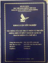 Tác động của giá trị cá nhân và truyền miệng điện tử đến ý định du lịch có trách nhiệm của thế hệ Z 