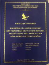 Ảnh hưởng của lợi ích cảm nhận đến ý định tham gia của cộng đồng địa phương trong phát triển du lịch nông nghiệp tại tỉnh Lâm Đồng 